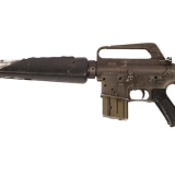 Battle damaged M16 automatic rifle