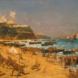 <em>Landing at Anzac, April 25, 1915</em> by Charles Dixon