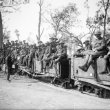 Troops on light rail near Polygon Wood, Belgium