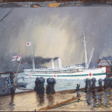 <em>Maheno</em> sailing from Wellington painting