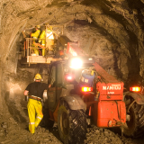 Excavating rock in Pike River access tunnel