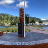 The 28 Māori Battalion pouwhenua memorial at Picton