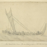 Sketch of double-hulled waka