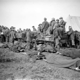 Evacuating wounded soldiers by train