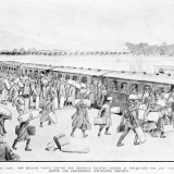 Troops boarding train at Trentham Camp