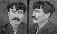 Mugshots of man with dark hair and moustache