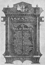 Newmarket railway workshops roll of honour board