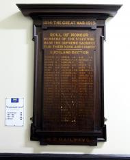Auckland NZ railways roll of honour board