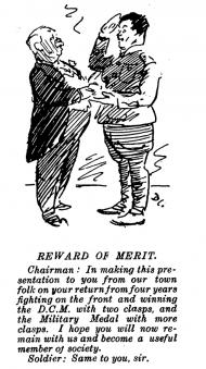 Welcoming returned soldiers cartoon