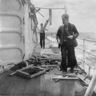 Damaged woodwork on HMS <em>Achilles</em>