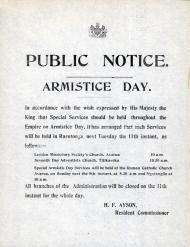 Cook Islands Armistice Day notice