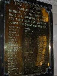 Dunedin NZ railways roll of honour board
