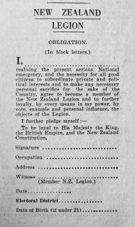 New Zealand Legion obligation form
