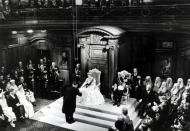 The Queen speaking in Parliament, 1954