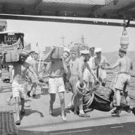 Loading stores on HMNZS <em>Leander</em>