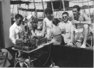 Listening to music on immigrant ship