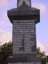 Norsewood First World War memorial