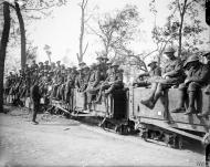 Troops on light rail near Polygon Wood, Belgium
