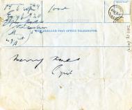 Christmas telegram from Egypt