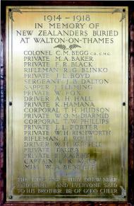 Walton-on-Thames NZ General Hospital Roll of Honour