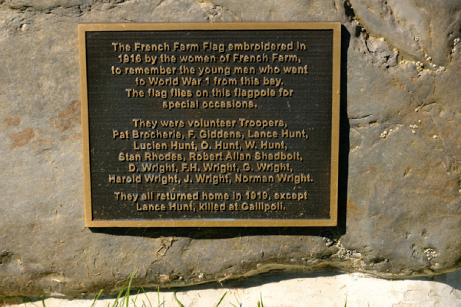 Bronze plaque set into stone