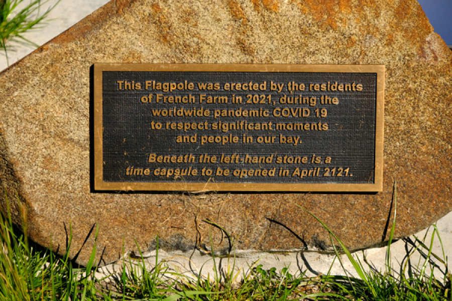 Bronze plaque set into stone