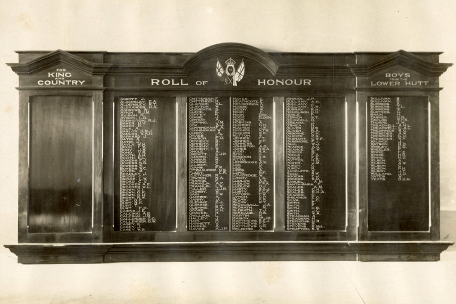List of names of wooden board attached to wall