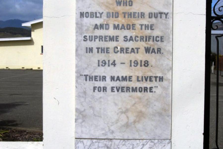 Dedication on memorial