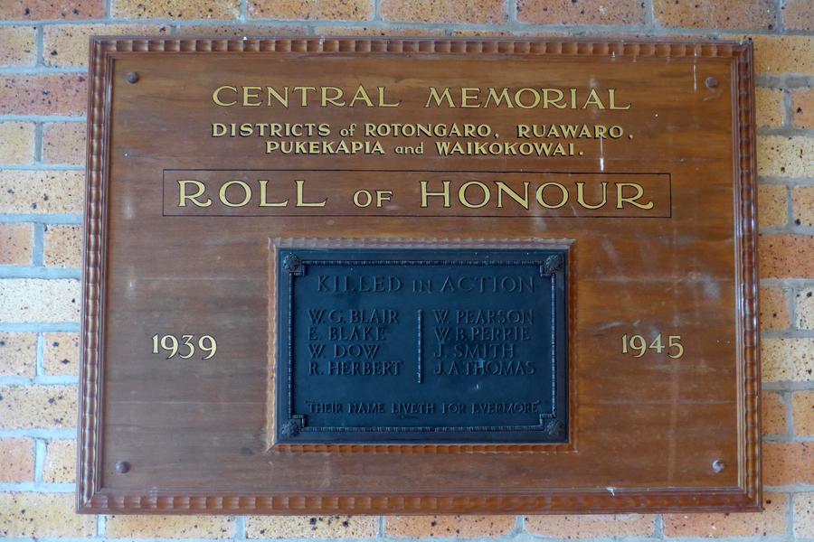 Central Memorial Hall, Ruawaro
