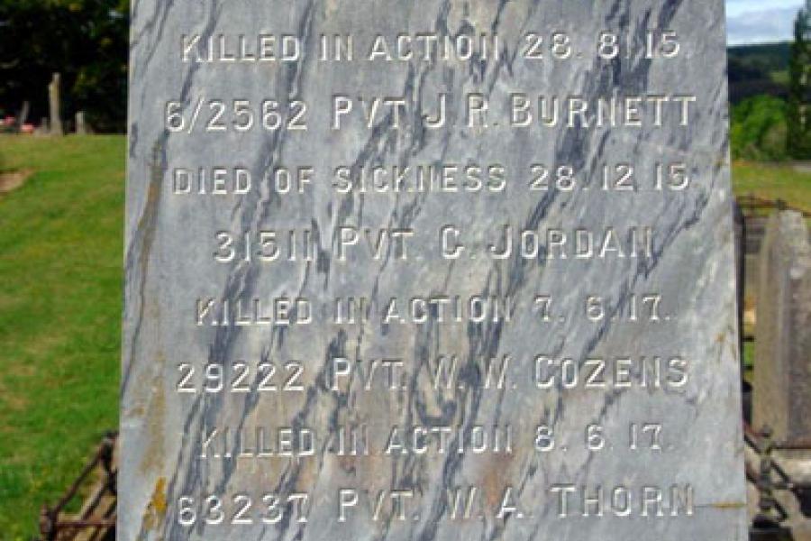 Dovedale war memorial, 2010.
