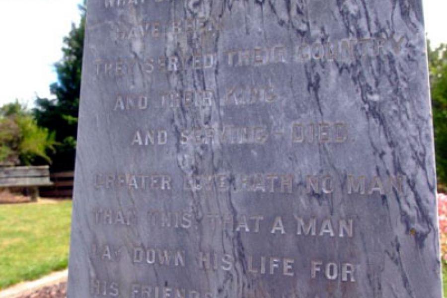 Dovedale war memorial, 2010.