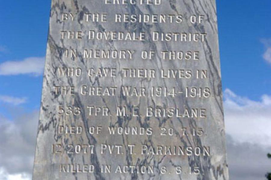 Dovedale war memorial, 2010.
