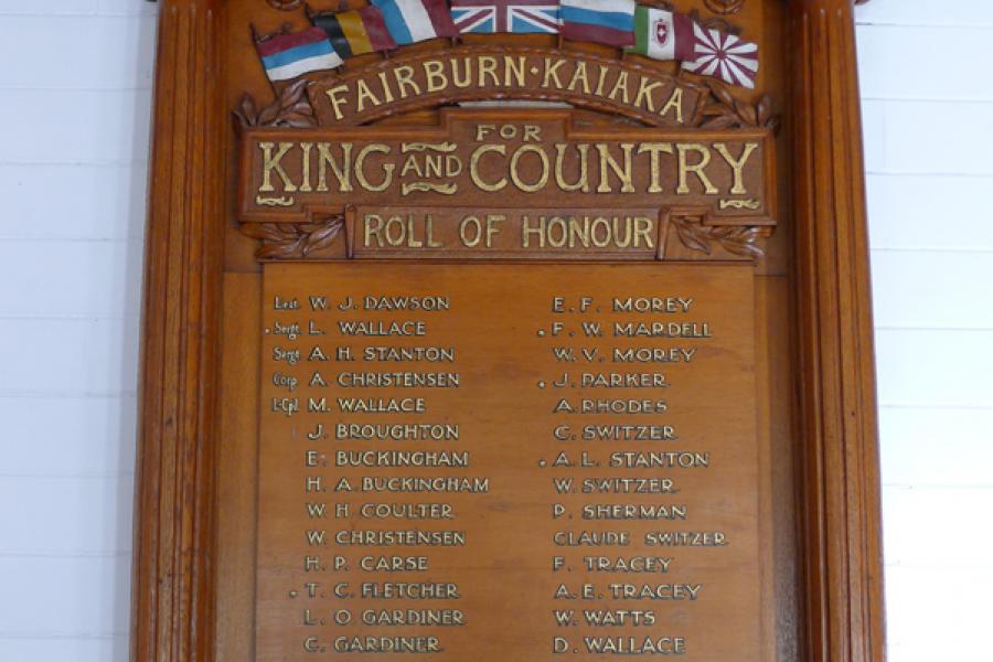 Fairburn-Kaiaka roll of honour boards