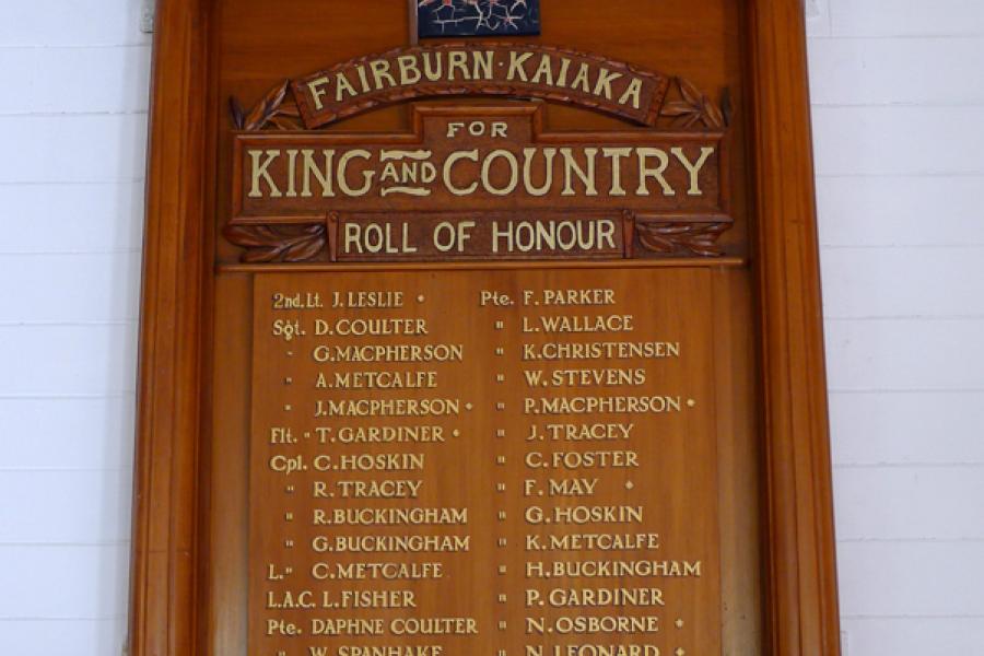 Fairburn-Kaiaka roll of honour boards
