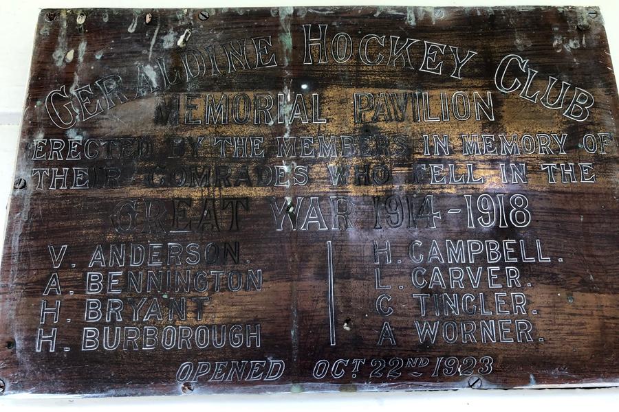 Geraldine Hockey Club memorial pavilion