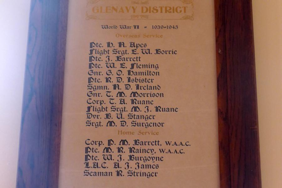 Glenavy and Tawai rolls of honour