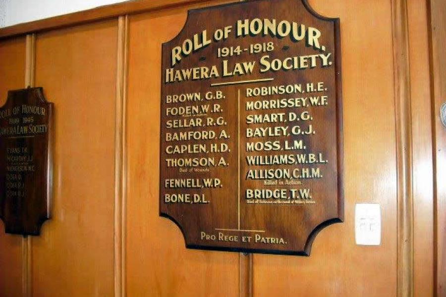 Hawera courthouse honour rolls
