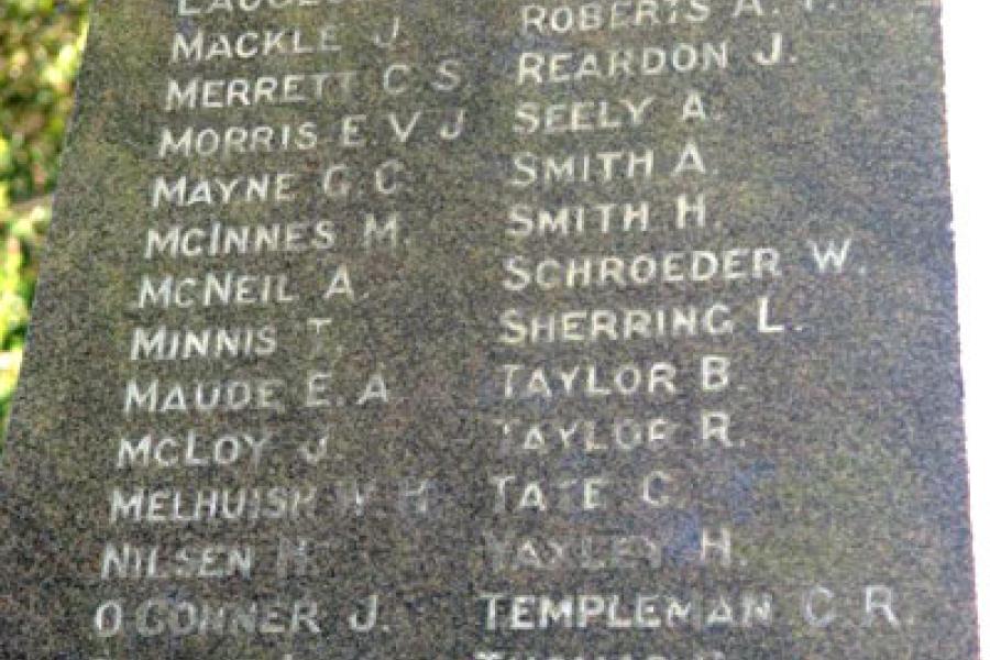 Names on memorial