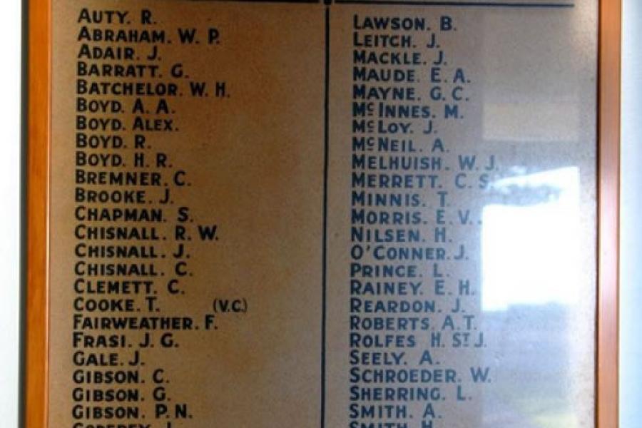 Names on memorial