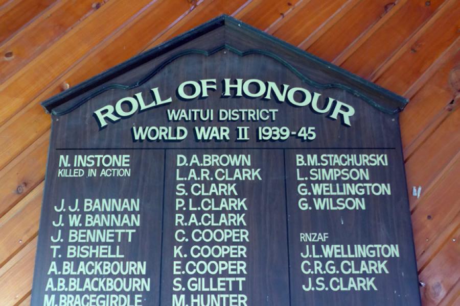 Kaimata and Waitui rolls of honour