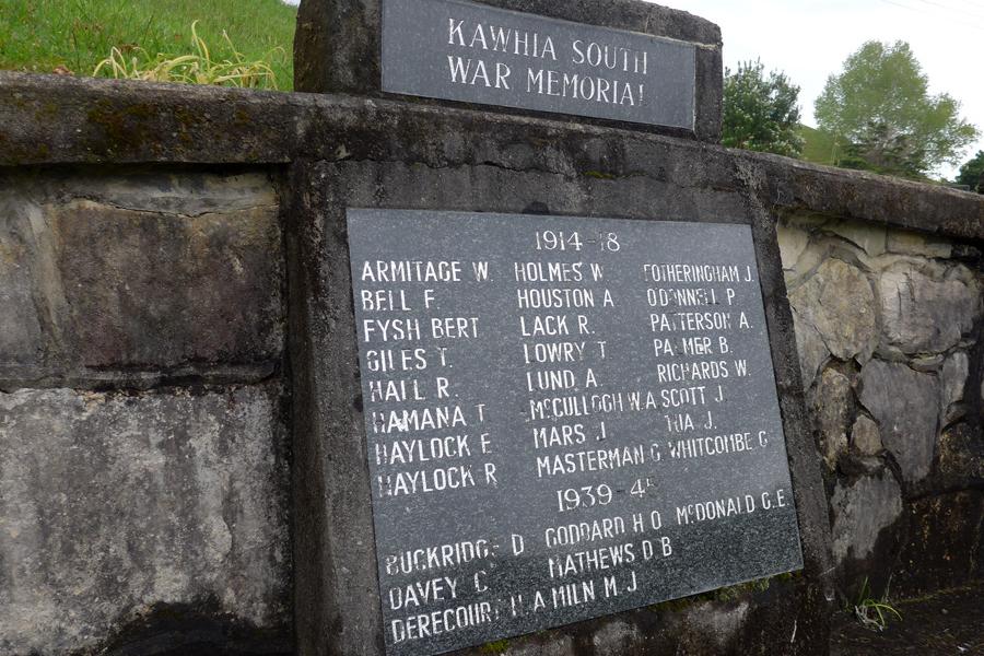 Kawhia South war memorial