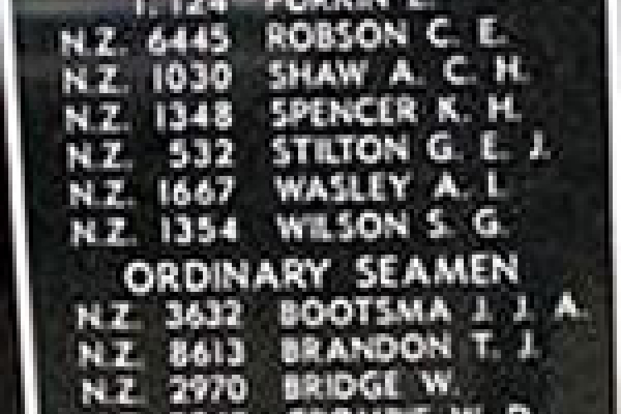 Panel of names on memorial