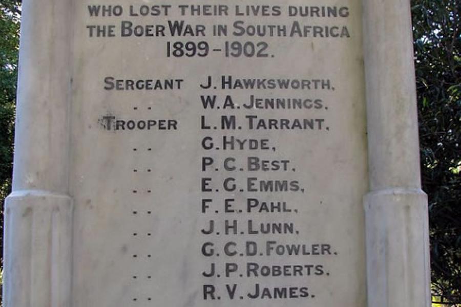 South African War memorial in Nelson's Queens Gardens.