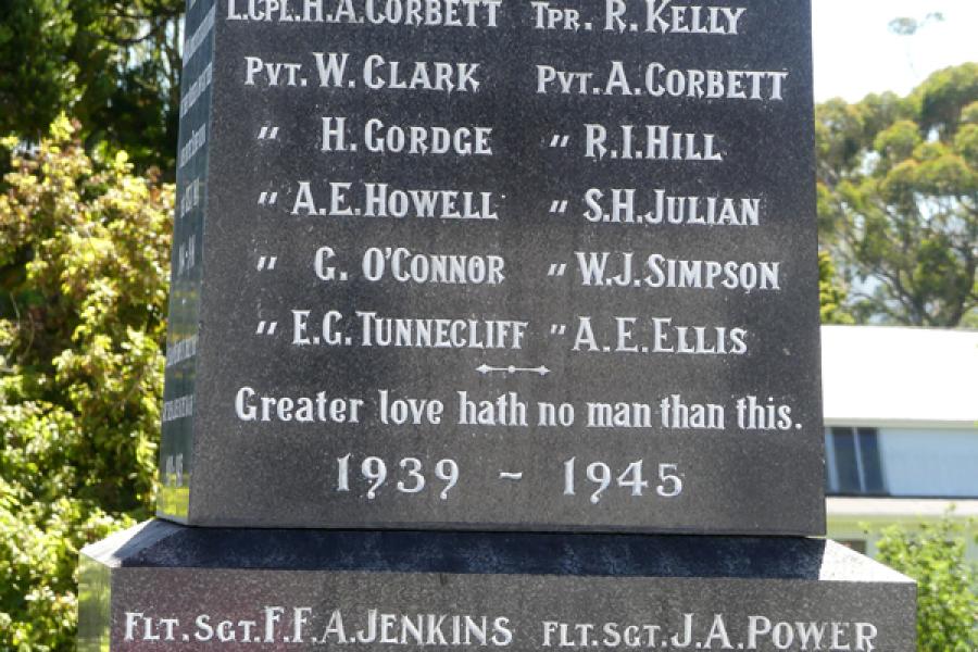 List of names inscribed on stone in white lettering