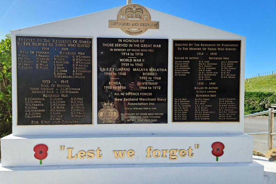 Warea and Pungarehu memorial