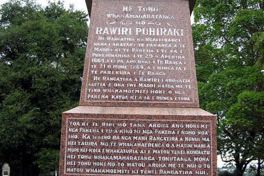 Rawiri Puhirake NZ Wars memorial