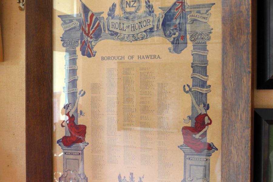 South Taranaki RSA roll of honour boards