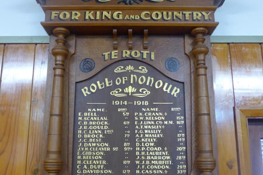 South Taranaki RSA roll of honour boards