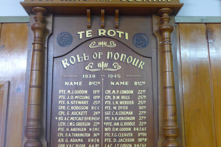 South Taranaki RSA roll of honour boards