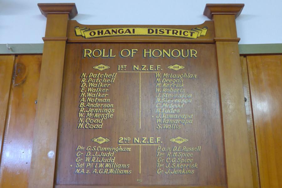South Taranaki RSA roll of honour boards